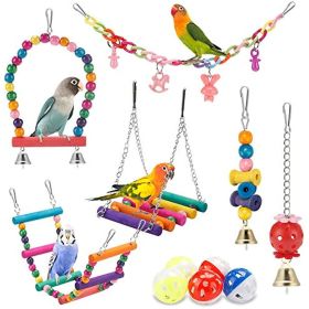 Bird Parakeet Toys; Swing Hanging Standing Chewing Toy Hammock Climbing Ladder Bird Cage Colorful Toys Suitable for Budgerigar; Parakeet; Conure;