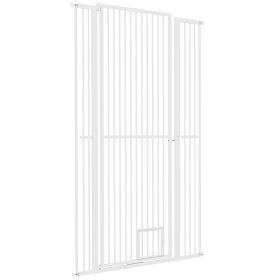 67" Extra Tall Pet Gate, 30"-41" Dog Gate with Cat Door, 1.4" Narrow Gap, 2.8" and 5.5" Extension, for Doorway, Hallway