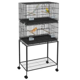 Double Stackable Bird Cage on Wheels with Stand, Ideal for Canaries