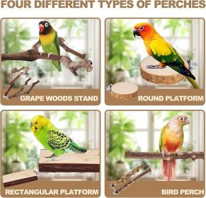 6-Piece Bird Perch Set  Natural Wood Grape Sticks