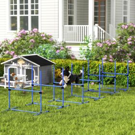 6 Piece Dog Agility Set with Adjustable Height Jump Bars (Option: Blue-980x200x200 mm)