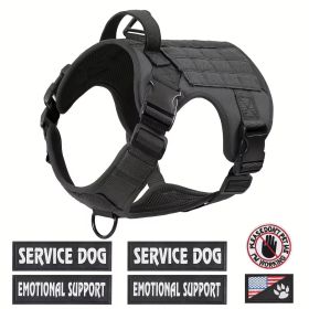 Tactical Pet Chest Service Dog Harness Vest Adjustable Reflective Dog Harness Metal Buckle Hiking Training (Option: Black-XL)