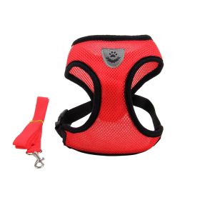 Fashionable High-end Multi-color Dog Harness (Option: Red-M)