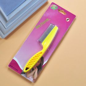 Pet Hair Removal Combs Grooming Brush Dog Cat Puppy Kitty Rabbit Massage Comb Flea Remover Home Pets Care Bath Cleaning Tool (Color: S Yellow Card)