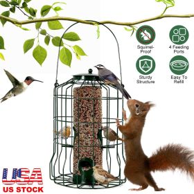 Outdoor Wild Bird Feeder Squirrel-Proof Chew-Proof Metal Hanging Seed Feeder with 4 Feeding Ports for Small Songbirds (Type: Bird Feeder)