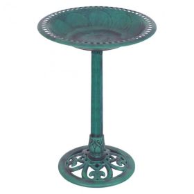 Outdoor Garden Freestanding Pedestal Bird Bath Feeder (Color: Green, Type: bird)