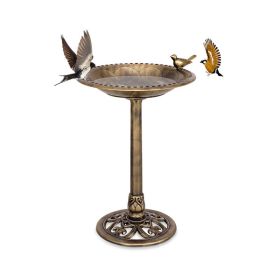 Outdoor Garden Freestanding Pedestal Bird Bath Feeder (Color: Gold, Type: bird)